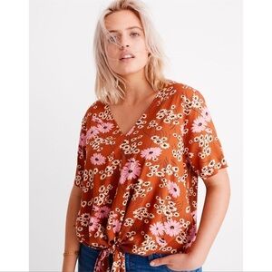 MADEWELL Novel Tie-Front Top In Hillside Daises